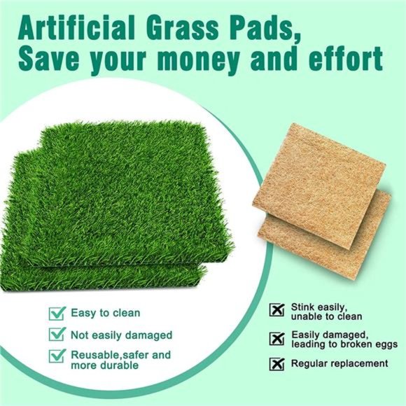 6 Pack Chicken Nesting Box Pads - Washable Artificial Grass - 12"×12"×1" - Picture 2 of 6